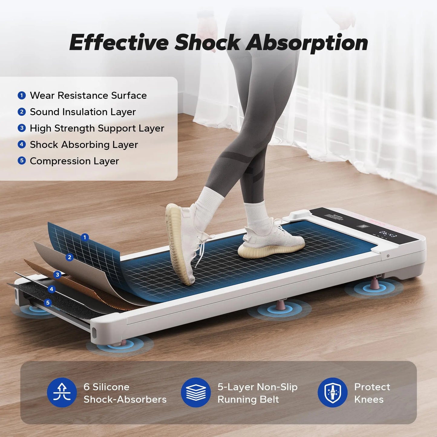 99KG Max Walking Pad Small Treadmill for Home Office Under Desk Treadmill