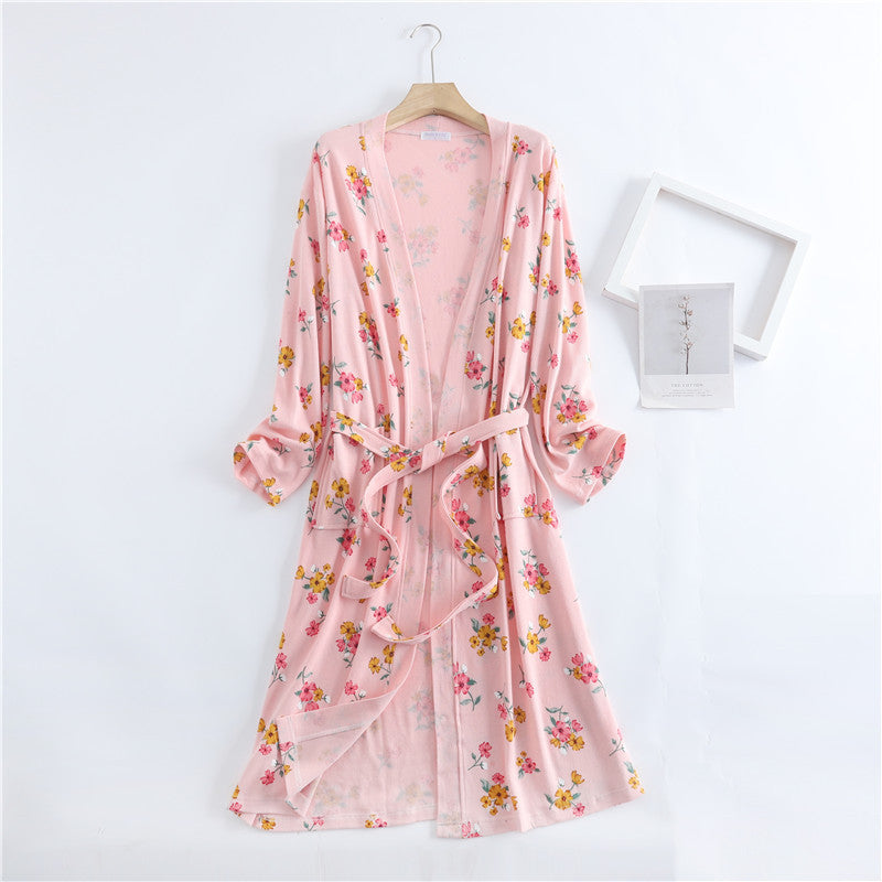 Cotton Waffle Bathrobe Patterned