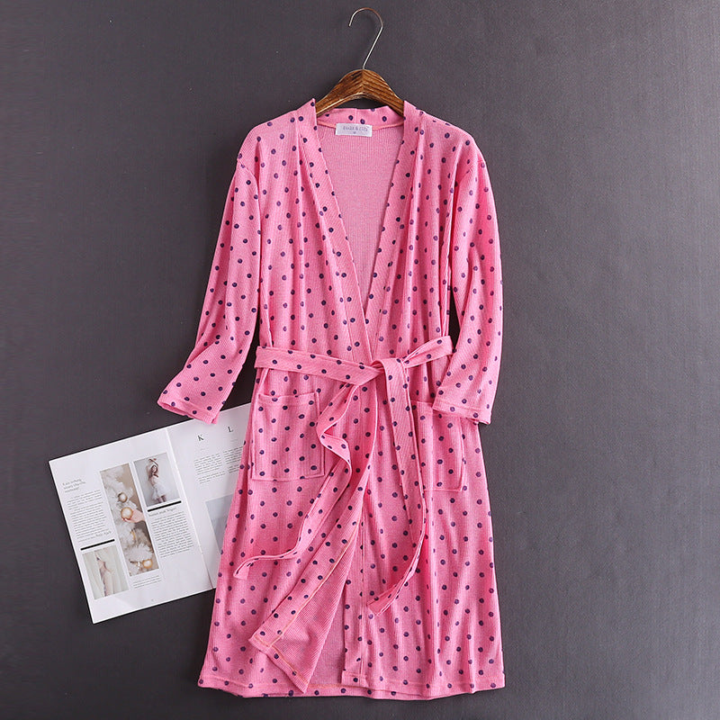 Cotton Waffle Bathrobe Patterned