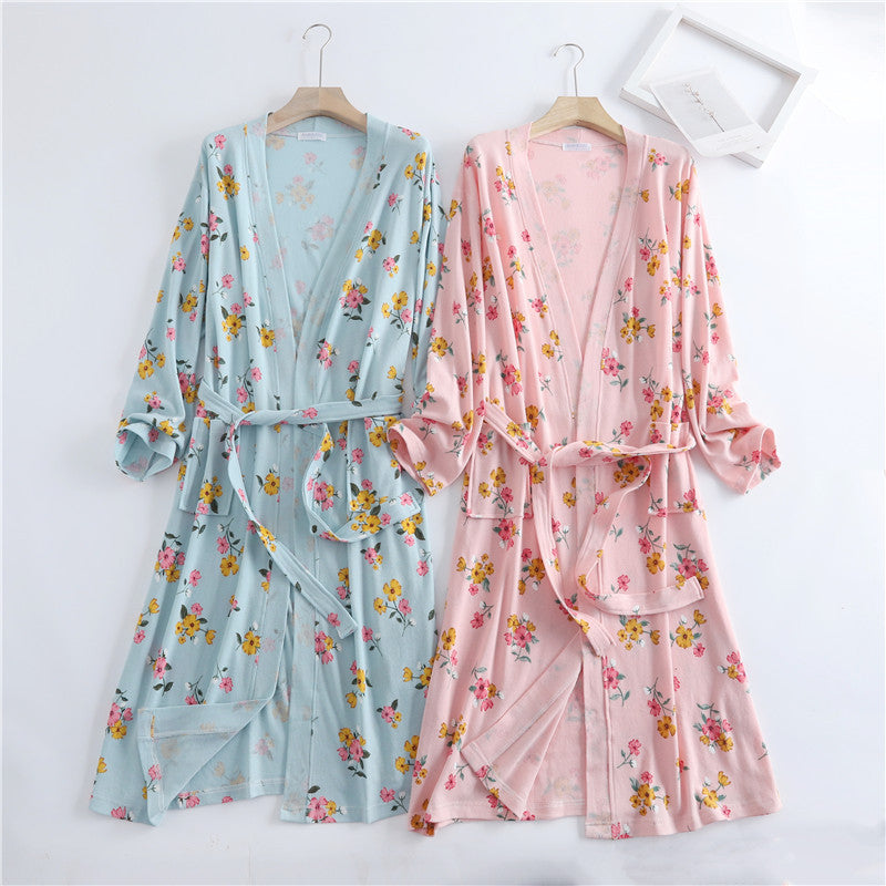 Cotton Waffle Bathrobe Patterned