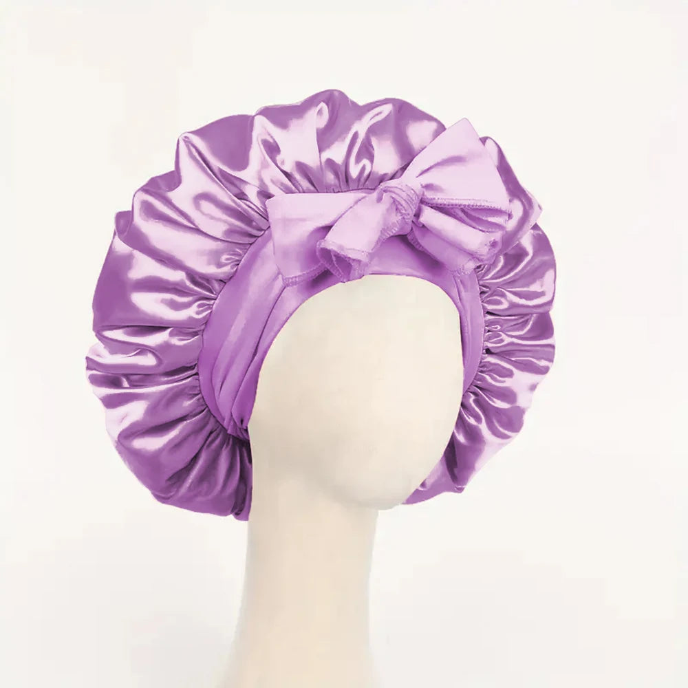 Satin Hair Bonnet With Tie Band Bonnets