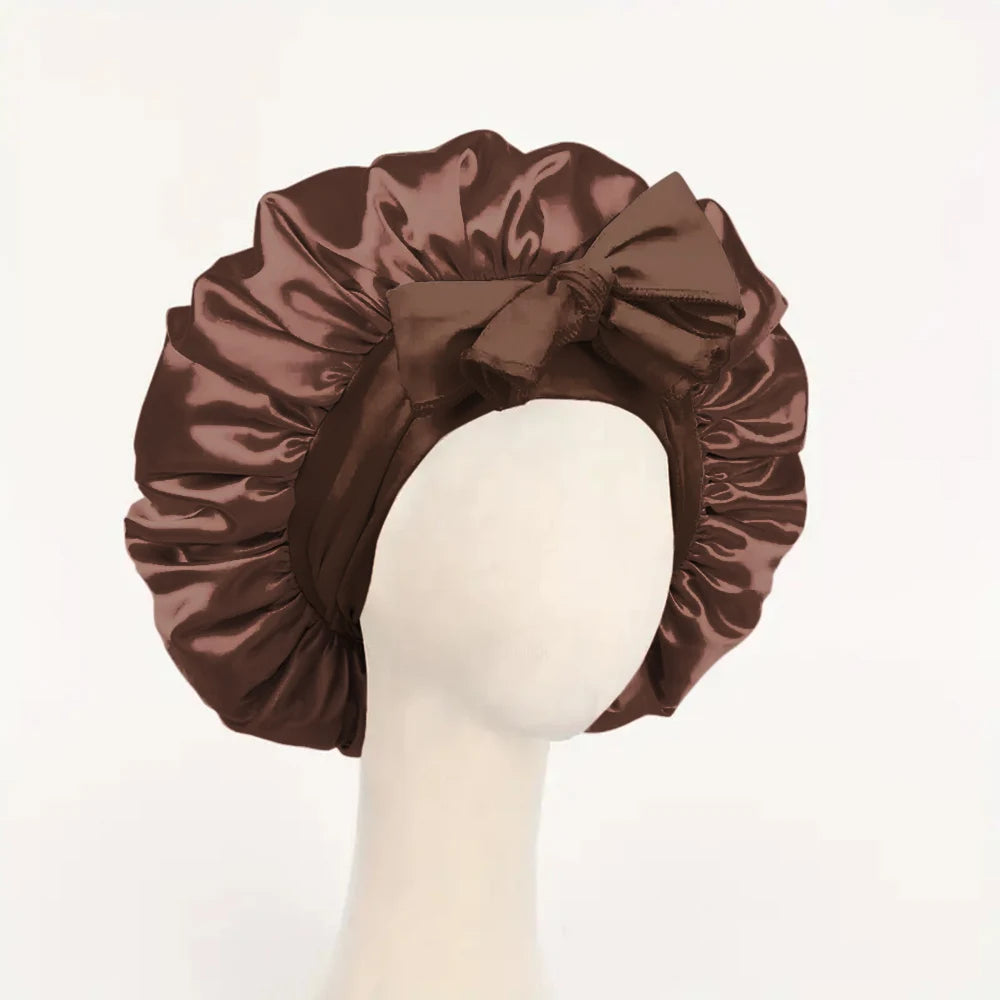 Satin Hair Bonnet With Tie Band Bonnets