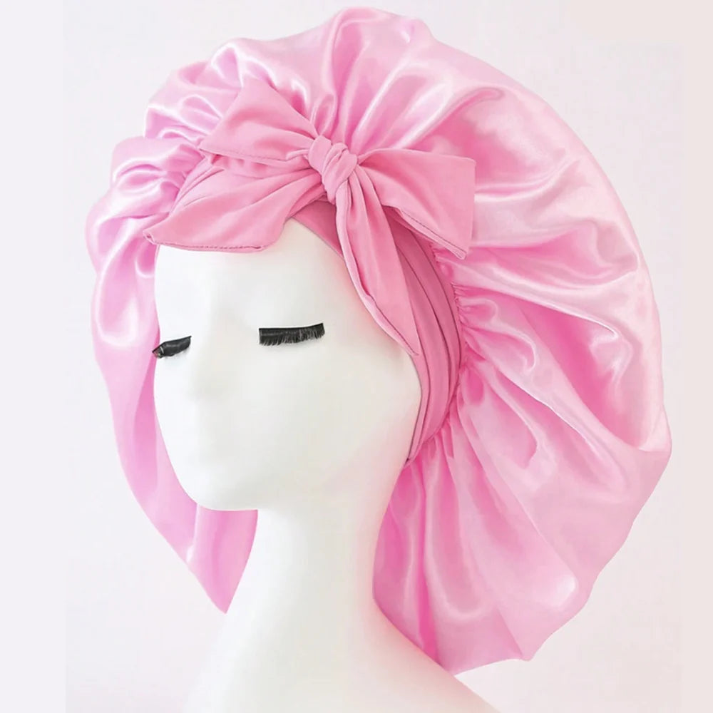 Satin Hair Bonnet With Tie Band Bonnets