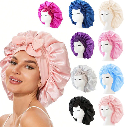 Satin Hair Bonnet With Tie Band Bonnets