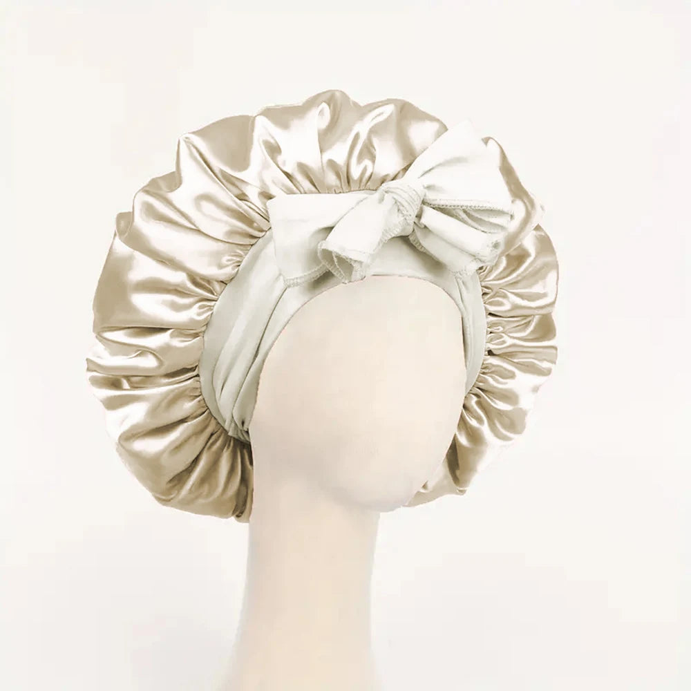 Satin Hair Bonnet With Tie Band Bonnets