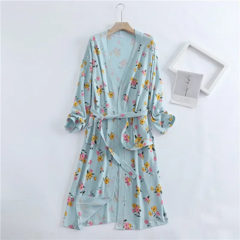 Cotton Waffle Bathrobe Patterned