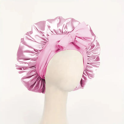 Satin Hair Bonnet With Tie Band Bonnets