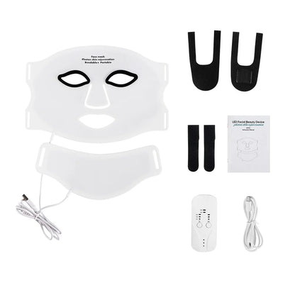 Silicone LED Mask Face With Neck 7 Colors LED Photon Red Light Infrared Therapy Flexible Facial Mask Repair Skin Wireless Use