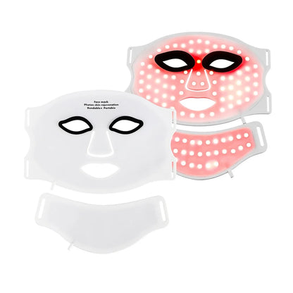 Silicone LED Mask Face With Neck 7 Colors LED Photon Red Light Infrared Therapy Flexible Facial Mask Repair Skin Wireless Use