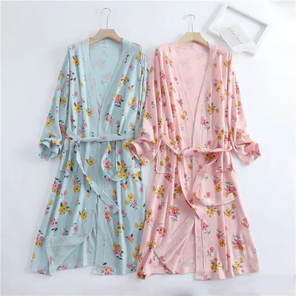 Cotton Waffle Bathrobe Patterned