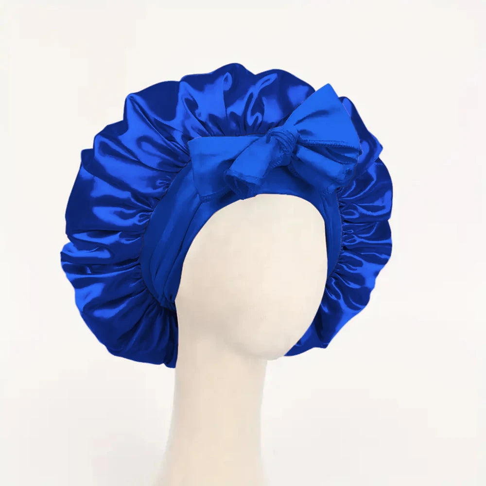 Satin Hair Bonnet With Tie Band Bonnets