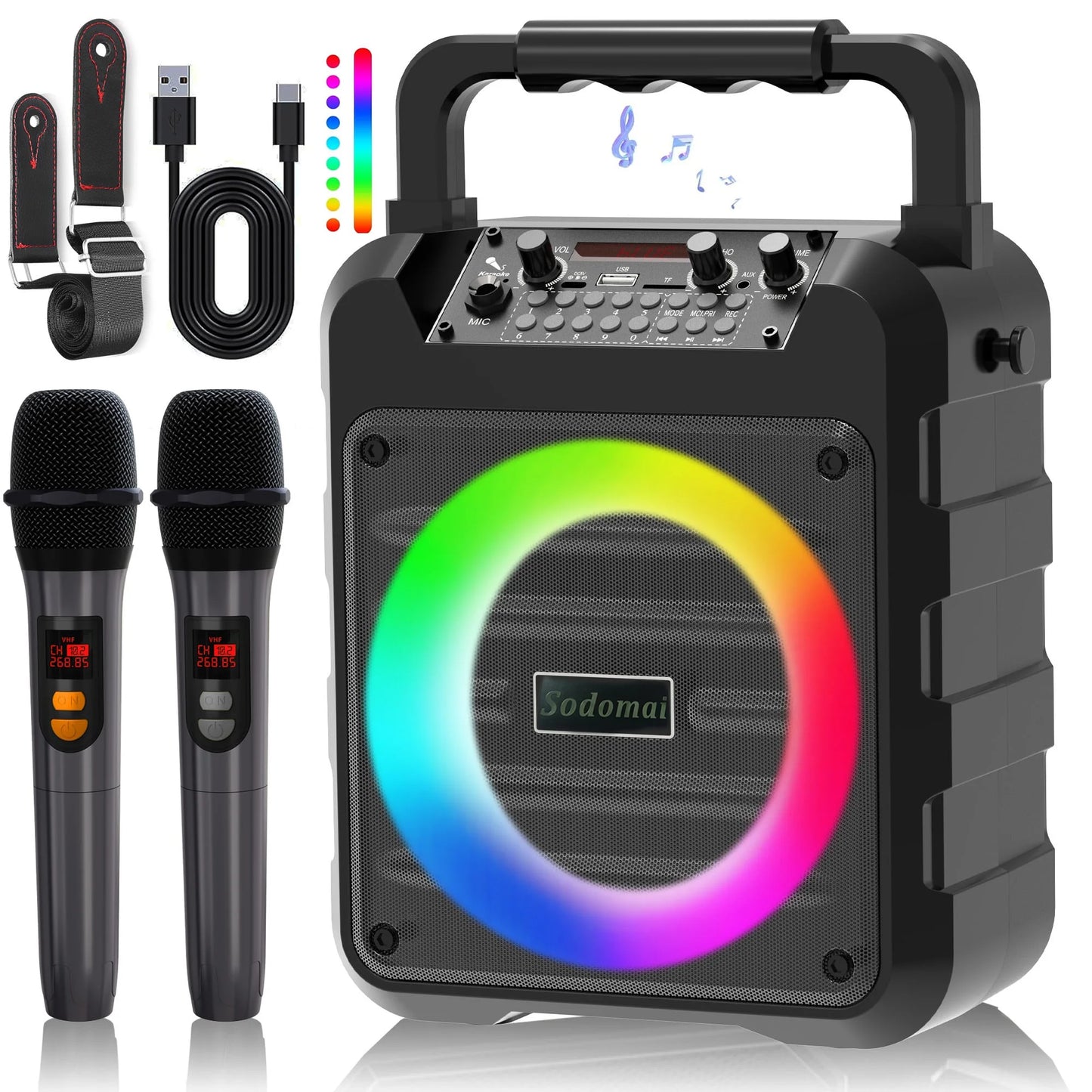 Karaoke Machine with 2 Wireless Karaoke Microphones