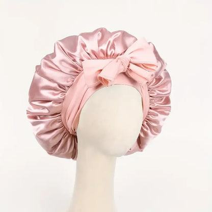 Satin Hair Bonnet With Tie Band Bonnets