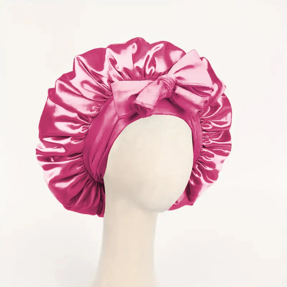 Satin Hair Bonnet With Tie Band Bonnets